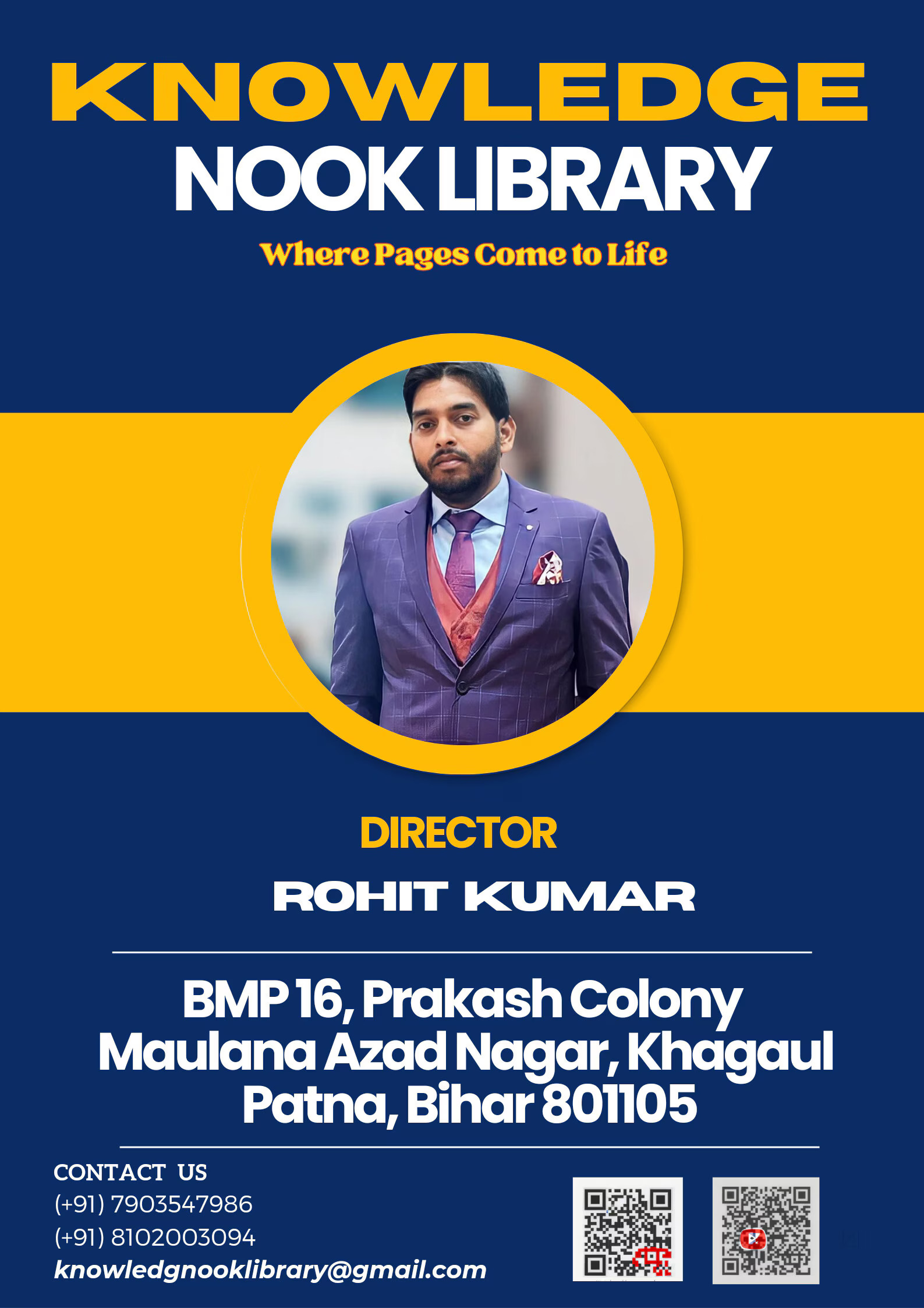 Knowledge Nook Library Visiting Card